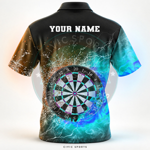 เสื้อดาร์ทสไตล์ล่าสุด ผ้าโพลีเอสเตอร์/คอตตอนคุณภาพสูง พิมพ์ลายโลโก้ทีมด้วยเทคนิคฮีททรานเฟอร์ รับสั่งทำเสื้อดาร์ท - Product Image 4