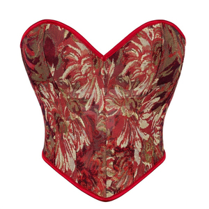 Corsé clásico retro sin mangas con cordones y estampado para mujer, top moldeador de cintura para exteriores - Product Image 1