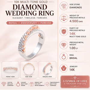 Anillo de Boda de Oro de 10K con Diamantes Multitono para Mujer |   Anillo de Aniversario de Boda con Corte Redondo de 1.00TCW, Elegante Regalo de Joyería Fina - Product Image 5