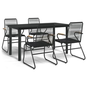 Set da Pranzo da Giardino Nero per 4 Persone, Struttura in Metallo Resistente alle Intemperie, Arredamento da Esterno dal Design Contemporaneo - Product Image 2
