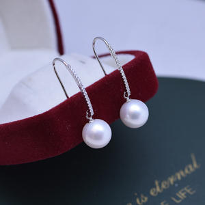 Pendientes de Perlas de Agua Dulce de 10-11 mm, Blancas, con Luz Intensa, Ligeras Imperfecciones, Plata de Ley S925, Hebilla Cuadrada Multiusos para Mujer - Product Image 1