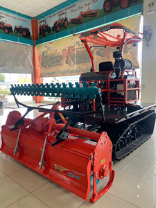 Tractor Agrícola HOGICO de 80HP con Motor Diésel, Transmisión por Engranajes, Orugas de Goma Rojas, con Bulldozer Frontal y Rotador para Labranza en Terrenos Húmedos - Product Image 3