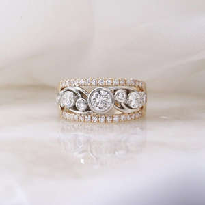 Igi/gia แล็บตัดเพชรวินเทจ14K สีเหลืองงานแต่งงาน/หมั้นแหวน unisex ในงานปาร์ตี้ทองคำสีขาว-คู่ควรกับแหวนครบรอบ - Product Image 1