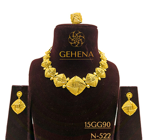 Diseñador elegante de moda 24K chapado en oro 5 gramos Collar corto conjunto pendiente anillo Sexy elegante joyería de moda para fiesta de boda - Product Image 1