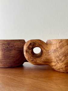 Taza de té de madera hecha a mano, forma redonda con asa, diseño Wabi Sabi, para café, agua, té, artesanía en madera maciza - Product Image 5