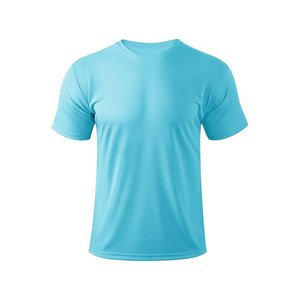 เสื้อยืดคอกลมแขนสั้นสีฟ้าอ่อนสำหรับผู้ชาย ทรงปกติ สีพื้น สไตล์ลำลอง ผ้าเจอร์ซีย์ โพลีเอสเตอร์ 100% แห้งเร็ว - Product Image 1