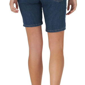 Shorts Bermuda en jean délavé foncé pour femme, taille haute, coupe droite, découpes sexy, décontracté, été, 100% coton, couleur unie, boutonné - Product Image 4