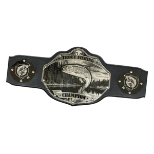 Cinturón de Campeón de Pesca de Truchas Personalizable, Cinturón Deportivo de Alta Calidad Negro y Plateado, Cinturón de Título Personalizado, Edición de Coleccionista - Product Image 6