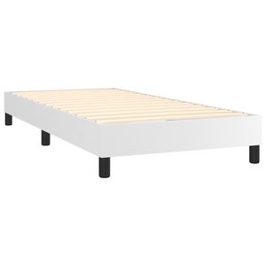 Cadre de lit double rembourré en similicuir blanc, bois d'ingénierie avec base en contreplaqué - Product Image 4
