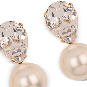 Pear Cut <b>Crystal</b> <b>Stud</b> <b>Earrings</b> With Freshwater Pearl 18K Gold Plated Classic Women Wedding Jewelry - Product Image 2