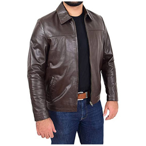 2026 Latest High Street Style Men's Cow Skin Leather Jacket Winter Solid Breathable <b>Sherpa</b> <b>Lined</b> Fur Trimmed Popular Simple - Product Image 5
