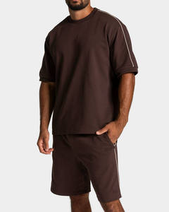 T-shirt et short surdimensionnés pour homme, personnalisés, en coton mélangé respirant, avec passepoil, pour le sport et le streetwear – Meilleures ventes - Product Image 4