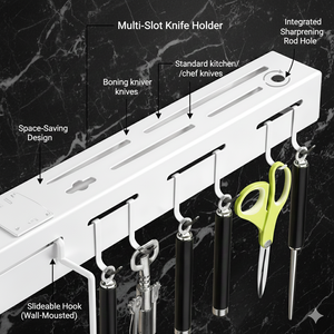 Wall-mounted Storage Organizer <b>Kitchen</b> Knife Spoon Utensils Wall-mounted Holder <b>Rack</b> with Towel Hanger - Product Image 6