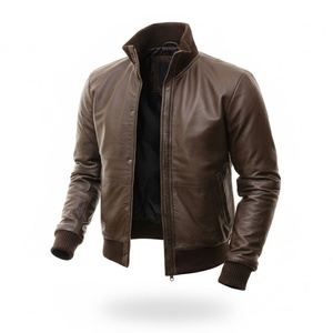 OEM Customizable Sporty Bomber <b>Jacket</b> Genuine Leather <b>Jacket</b> Stand Collar Customizable Motorcycle <b>Jacket</b> - Product Image 1