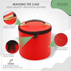 NANBA GROUP Deluxe Machine Embroidered Masonic Fez Cap Case Imitation Leather Zipper Closure Lightweight Soft Carry Bag <b>Display</b> - Product Image 2