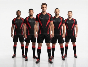 Tenue de sport pour adultes, uniforme de football, ensemble d'entraînement professionnel, maillot et short athlétiques respirants à séchage rapide, ensemble actif 100% - Product Image 2