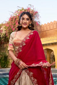 Elegant Slub Kota Zari Weaving Work with Paithani (Jacquard) Border Lehenga Choli for Wedding Prom & Diwali - Product Image 6