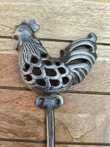 Antique Style Cast Iron Rooster Wall Hook Decorative Animal Shaped Metal Coat <b>Rack</b> Single Hanger for Farmhouse Home Decor - Product Image 6