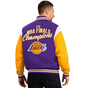 Custom Purple <b>Wool</b> Varsity Jacket Men <b>Yellow</b> Sleeve Championship Bomber Jacket Wholesale Letterman Baseball Uniform - Product Image 1
