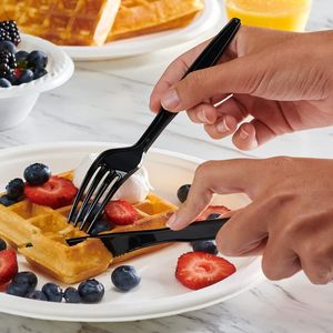 Set Combinato 360 Pezzi - Posate Monouso Nere Pesanti: 180 Forchette, 120 Cucchiai, 60 Coltelli per Ogni Occasione - Product Image 2