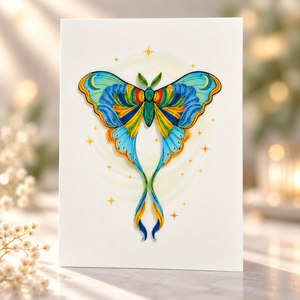 Carte de vœux artisanale fantaisie papillon céleste en quilling, carte personnalisée en papier, cadeau d'art, fabricant de papeterie OEM/ODM en gros - Product Image 1