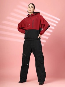 เสื้อแจ็คเก็ตบลูซองมีฮู้ดสำหรับผู้หญิง สีบล็อกกิ้ง แขนยาว กันลม ผลิตจากโพลีเอสเตอร์ทอ เหมาะสำหรับใส่ในฤดูหนาว - Product Image 2