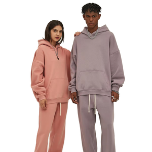 Sudadera con capucha personalizada de algodón 100% de doble capa, forro polar, bordada, ecológica, cortavientos, de corte holgado y peso pesado para invierno - Product Image 1