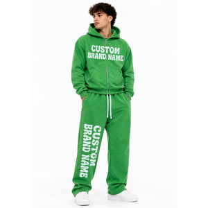 Wholesale Acid Wash Solid for Rhinestone Tracksuit <b>Set</b> Zip Hoodie Jogger Streetwear Style Raised Lettering Casual - Product Image 2