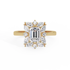 <b>14K</b> Solid <b>Gold</b> Emerald Cut Lab Grown Diamond IGI Certified Diamond Floral Cluster Engagement <b>Rings</b> Marquise Bridal Wedding <b>Rings</b> - Product Image 4