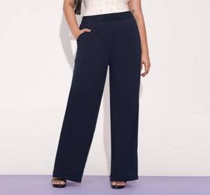 Pantalones de Vestir de Pierna Ancha para Mujer, a la Moda, de Cintura Alta, Transpirables, para Trabajo, OEM ODM - Product Image 1