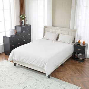 Cassettiera a cinque cassetti in particolato P2 e fibra di legno ad alta densità nera, 72x41x94 cm, con frontale a motivo ondulato e quattro livelli di contenimento - Product Image 6