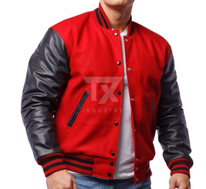 Vestes de baseball pour hommes en cuir véritable sur mesure, vente en gros OEM, design de logo par transfert thermique, vestes bomber varsity - Product Image 1