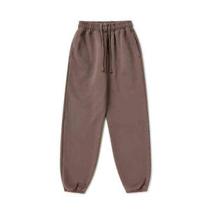 Pantalon de jogging décontracté pour homme, style streetwear tendance, mi-lourd, infroissable, avec braguette zippée, coupe ample, en molleton de coton délavé clair et effet usé - Product Image 1