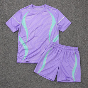 Ensemble de 2 maillots de football personnalisables à manches courtes, séchage rapide, violets, pour futsal, sublimation, entraînement de football - Product Image 1