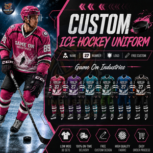Ensemble maillot et short de hockey sur glace personnalisé OEM ODM, personnalisation gratuite du nom et du numéro du joueur, vêtements de sport d'équipe - Product Image 4