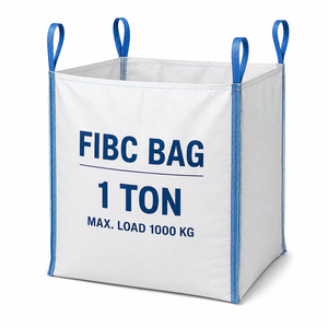 Bolsa Jumbo FIBC de Polipropileno Tejido de 1 Tonelada, 90x90x110 cm, Parte Superior Abierta, Fondo Plano, Blanca, con 4 Asas, para Empaque a Granel - Product Image 5