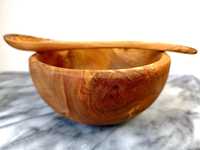 Bol décoratif écologique en bois d'olivier, fait main, en bois méditerranéen dense et durable, pour salade
