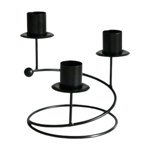 Modern <b>Black</b> Iron Candle Stand With Three Holders For Home Decoration - Product Image 1