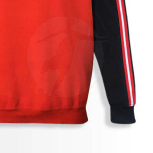 Sudadera de Punto con Bloques de Color Rojo y Negro para Hombre, Cuello Redondo, Corte Regular, Estampado por Sublimación, Transpirable, Estilo Casual de Otoño - Product Image 4