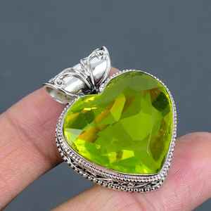 Pendentif cœur en topaze citron faite à la main, bijoux en argent sterling 925, collier en pierre précieuse naturelle, cadeau pour elle - Product Image 6