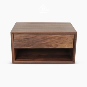 Mesita de Noche de Madera de Estilo Japonés Minimalista |   Mesa de Noche de 2 Cajones para Dormitorio - Product Image 4