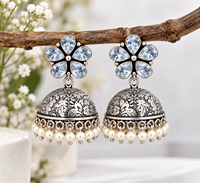 Anting-anting bunga zirkon putih |   Anting-anting pernikahan vintage berlapis perak kuningan |   Pemasok Grosir OEM ODM Kustom dalam Jumlah Besar