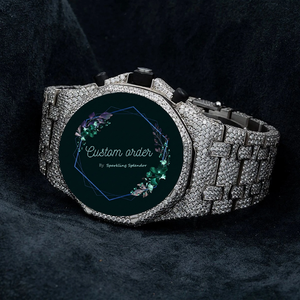 Montre Chronographe Hip Hop Personnalisée Style Rappeur Diamantée Entièrement Sertie Acier Inoxydable Bracelet 20mm Cadran Verre 44mm Homme - Product Image 1