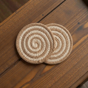 Handmade Woven Cotton <b>Coaster</b> 5 Inch <b>Heat</b> Resistant Beverage Pad Rustic Table Protector for Hotel Restaurant - Product Image 1
