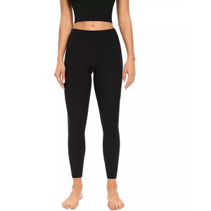 High Waist Full Length Solid Yoga <b>Leggings</b> Seamless Elastic Waist Sports Fitness Pants Black Spandex Nylon - Product Image 1