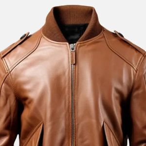 Chaqueta de Cuero Genuino para Hombre, Diseño Unisex con Bloques de Color, Cuello Alto, Transpirable, Invierno 2021, Alta Calidad - Product Image 3