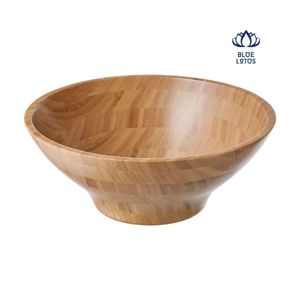 Tazón de Madera para Servir Blue Lotus, Diseño Minimalista Hecho a Mano, Tazón de Madera Natural sin Recubrimiento para Servir Alimentos y Regalos - Product Image 1