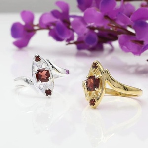 925 Sterling <b>Silver</b> <b>Garnet</b> Gemstone <b>Ring</b> Three Stone Handmade Bohemian Jewelry January Birthstone - Product Image 3