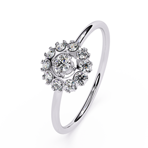 Bague de fiançailles en platine avec diamant rond et serti halo, bijou classique pour femme, diamant naturel certifié GIA - Product Image 2