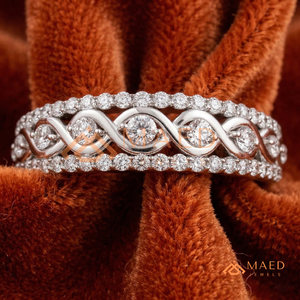 Bague Vague Infinie en Or Blanc Rhodié – Bague de Promesse Classique pour Mariage, Bague Éternité Entrelacée en Argent pour Femme - Product Image 1